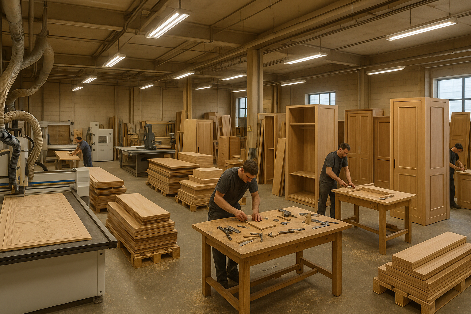 wooden workshop making wardrobes and doors cnc machine and panel saw